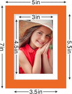 Vittanly 4x6 Picture Frames Set of 9, Shatter Resistant Plexiglass, Display 3.5x5 Pictures with Mat or 4x6 without Mat, Photo Frames for Wall or Tabletop, Engineered Wood, Orange