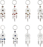 Pandahall 16Pcs Dream Catcher Crystal Charms for Keychains, Antique Silver Bohemia Net Feather Filigree Charms Hanging Ornament Decor for Car Keying Hanging Decoration Birthday Gifts