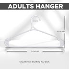 Utopia Home Plastic Hangers 50 Pack for Shirts & Pants – Space-Saving Heavy Duty Plastic Hangers with Non-Slip Shoulder Grooves & Notches - Anti-Slip Pants Bar for Increased Grip (White)