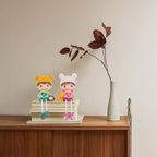 2pcs Long Leg Dolls Sculptures, Resin Shelf Sitters with Dangling Legs for Brother Sister Birthday Desktop, Tabletop, Shelf, Bookshelf Home Decor
