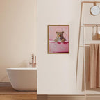 Funny Cheetah Bathroom Wall Art, Pink Leopard in Bathtub Wall Decor Paintings, Cute Animal Bathroom Poster Canvas Prints Maximalist Dopamine Girl Washroom Artwork 12x16 inch Framed