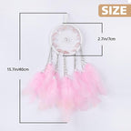Pretty Jolly Crystal Stone Small Dream Catchers Pink Feathers Mini Dreamcatchers with Beads for Car Rear View Mirror Hanging Decoration Good Luck Travel Charm Little Bedroom Ornaments for Women Girls