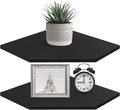 Homode Corner Shelf Wall Mount, Set of 2 Corner Floating Shelves with Wire Hole for TV, Cable Box, Wood Hanging Storage Shelf Organizer for Bathroom Kitchen Living Room Bedroom, Black