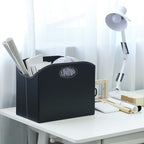 EZDeco Magazine Holder Foldable Magazine Rack Floor PU Leather File Holder Newspaper Book Storage Magazine Basket Document File Folder Organizer for Office Home (Black)