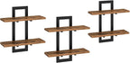 HOOBRO Floating Shelves, 15 Inch Wall Shelf Set of 3, Wall Mounted Storage Shelves 2-Tier, Hanging Bathroom Shelves, for Living Room, Bedroom, Bathroom, Kitchen, Rustic Brown and Black BF32BJP301