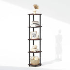 Furinno Turn-N-Tube Storage Shelves, 5-Tier Book Shelf, Corner Shelf, Toolless Open Shelves, for Organization and Storage, Living Room, Home Office, Hallway, Bedroom, Dark Cherry