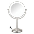 Conair Lighted Makeup Mirror, Double-Sided Vanity Mirror with 1X/10X Magnification, 3 Color Modes and 360 Rotation, Satin Nickel, BE401X2
