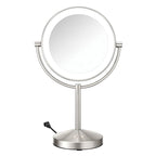 Conair Lighted Makeup Mirror, Double-Sided Vanity Mirror with 1X/10X Magnification, 3 Color Modes and 360 Rotation, Satin Nickel, BE401X2