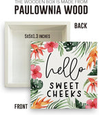 Hello Sweet Cheeks Bathroom Decor Summer Bathroom Decor Flower Summer Decorations Wooden Box Sign for Home Office Farmhouse Table Shelf