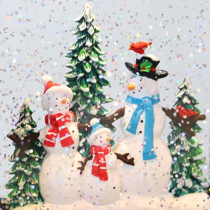 Christmas Musical Snow Globe Lantern Battery Operated with 6 Hour Timer, Snowman Lighted Snow Globe Train Spinning Water Swirling Glitter Christmas Decoration Gifts(10.6 x 4.3 x 8.3 Inches)