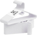 White Plastic Hangers 24 Pack, Heavy Duty Clothes Hangers for Standard Size Hangers with Center Hook & Non-Slip Pants Bar for Shirts, Pants, Coat, Dresses, Jackets, Scarves and Belts