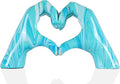 Navy blue hand heart decoration, heart hand statue, love finger sculpture wedding decoration, suitable for bookshelf coffee table office bedroom TV cabinet bookshelf small ornaments home decoration.