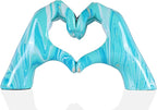 Navy blue hand heart decoration, heart hand statue, love finger sculpture wedding decoration, suitable for bookshelf coffee table office bedroom TV cabinet bookshelf small ornaments home decoration.