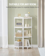 Hzuaneri Corner Shelf Stand, Corner Bookshelf, Storage Standing Shelf Unit with Metal Frame, Plant Stand, Bookcase for Living Room, Home Office, Bedroom, 4-Tier White CS05813W