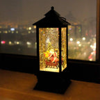 Wondise Lighted Musical Snow Globe Lantern with 6 Hour Timer, 12 Inches USB Powered & Battery Operated Spinning Water and Swirling Glitter Christmas Snow Globe Lantern Gifts(Santa Claus and Sleigh)