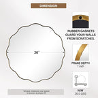 ANDY STAR Brushed Gold Round Wall Mirror 36 Inch, Brass Round Bathroom Mirrors for Over Sink, Anti-Rust Brass Circle Frame for Bathroom, Entryway