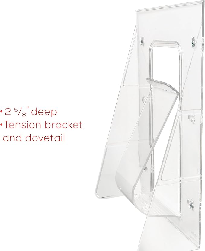 Deflecto Stand Tall Stand-Tall Wall Leaflet Holder, Wall Mount Display, Break-Resistant Pocket, Clear, 4-9/16"W x 11-3/4"H x 2-3/4"D (55601)