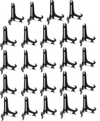 Artliving 4" Black Plastic Stand Cookie Holder Display Stand Place Card Holder Display Easels at Weddings, Birthday Party(24 Pack)