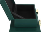 HofferRuffer Faux Leather Jewelry Boxes, Decorative Boxes Storage Accessory Organizer with Gold Hardware Decor, Classic Vegan Leather Set of 2 Pieces (Green)