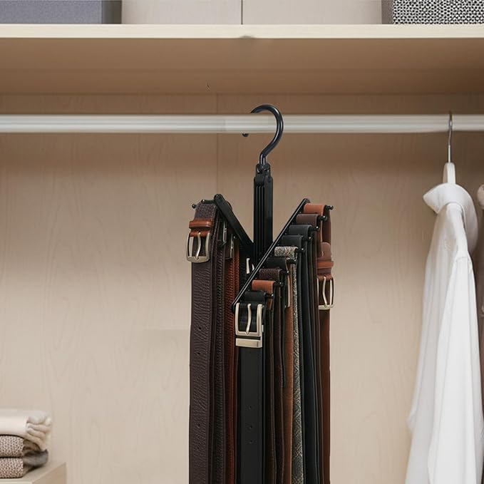 2Pack Belt Hanger,Belt Holder Organizer with Non-Slip Clips,Belt Hanger Wall Mount,Tie Hanger for Closet for Belt, Scarves,Ties, Hats,Camisoles,Bras