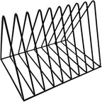 Vinyl Record Storage Holder Stand - Premium Triangle Metal Wire Magazine Rack and Book Holder holds up to 33 Lp Album Records, Functional and Contemporary Vinyl Record Rack Organizer (Black)