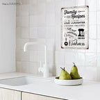 Funny Kitchen Signs Decor-Kitchen Farmhouse Decor-Personalized Kitchen Metal Sign-Retro Kitchen Counter Accessories-12x8 Inch Hanging Plaque Home Wall Decorations-Family Recipes