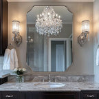 ANDY STAR Scalloped Bathroom Mirror, 24x32’’ Brushed Nickel Rectangle Mirror for Bathroom, Silver Bathroom Vanity Mirror, Unique Scalloped Edge Design, Rust-Proof Stainless Steel Frame