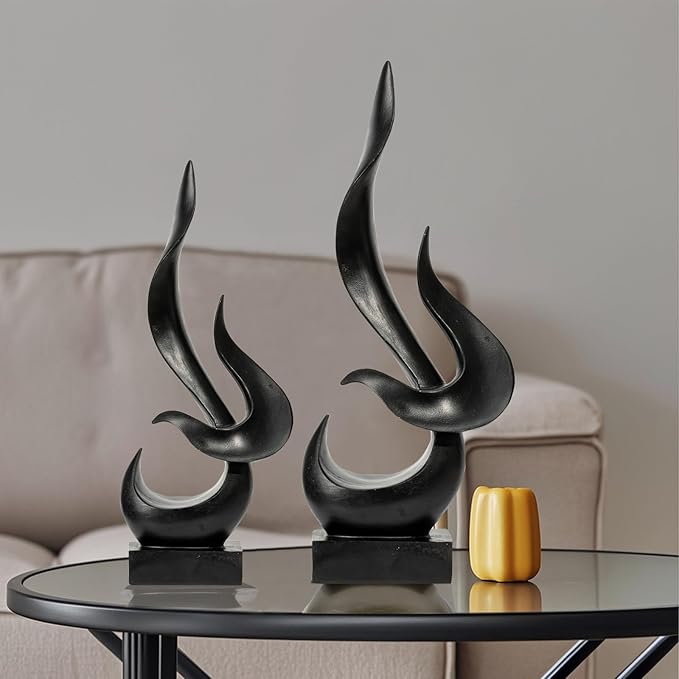 Gold Fire Flame Sculpture, Modern Abstract Resin Statue, Art Statue Home Decor for Living Room TV Stand Coffee Table Shelf Accents Decor.（Small）