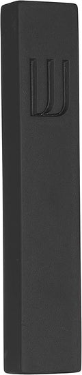 A&S Mezuzot Modern Concrete Mezuzah Case with Scroll, Easy Peel and Stick Mezuza (Black+ Engraved Shin, 6 Inches)