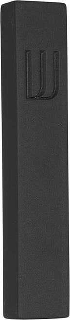 A&S Mezuzot Modern Concrete Mezuzah Case with Scroll, Easy Peel and Stick Mezuza (Black+ Engraved Shin, 6 Inches)