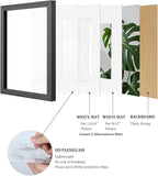 Egofine 12x16 Picture Frames Set of 4, Made of Solid Wood Covered by Plexiglass 9x12 and 11x14 with Mat or 12x16 without Mat, for Wall Mounting Photo Frame Rustic Black