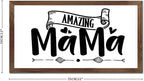 Family Lettering 12x22in Wood Sign with Positive Quotes Amazing Mama Apricot Frame Wooden Plaque Birthday Housewarming Gift for Cottage Shelf Garden Yard Farmhouse Porch Cafe Bar Wall Decor