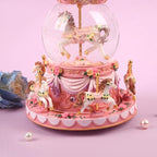 Carousel Horse Music Box Snow Globe, Light Up Pink Unicorn Design, Christmas Decor, Birthday, Valentine's Day Gift for Girls/Women Kids