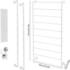 10-Layer Wall Mounted Display Rack, Tie & Scarf Rack Belt Towel Holder Wrapping Paper Ribbon Organizer Scarves Belts Necktie Hijab Stand Metal Shelving for Home, Retail Stores, Flower Shop