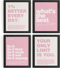 DSHFG Motivational Inspirational Office Wall Art Decor Prints Set of 4, Pink Motivational Wall Decor Trendy Retro Posters for Office Home Decor, 8x10 Unframed