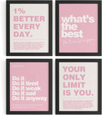 DSHFG Motivational Inspirational Office Wall Art Decor Prints Set of 4, Pink Motivational Wall Decor Trendy Retro Posters for Office Home Decor, 8x10 Unframed