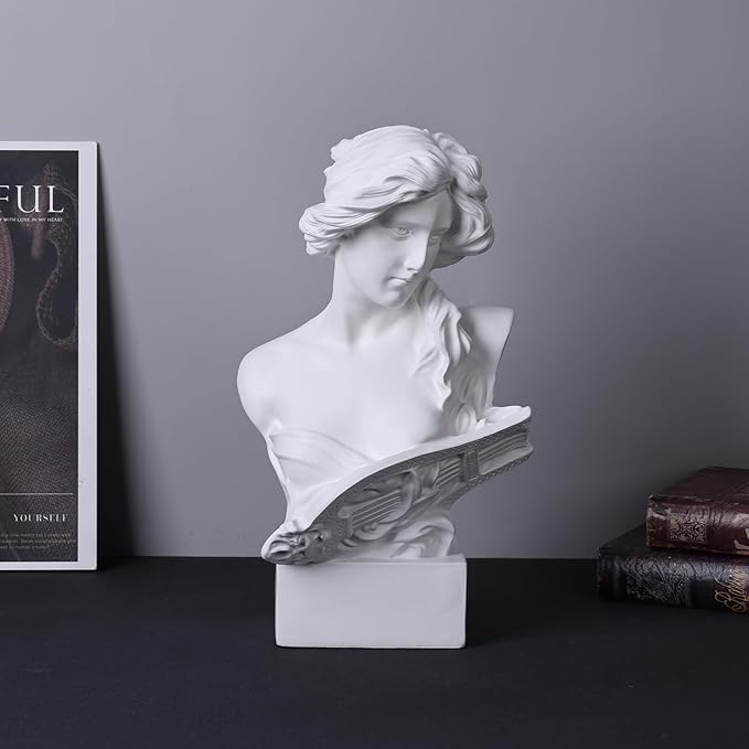 11.8" H Greek Mythology Bust Statue Decor,Artemis Statues Roman Goddess Figurines,Used for Sketch Practice Aesthetics Statues and Sculptures and Indoor Filling Space for Living Room, Bedroom (White)
