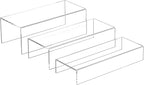 Sezanrpt Clear Riser Display Shelf 3pcs, Desktop Rectangular Acrylic Display Shelves Storage Organizer, Acrylic Stands for Funko Pop Figure, Bags, Shoes, Spice Jars, Skincare, Cosmetics - 12-2'', 3'',