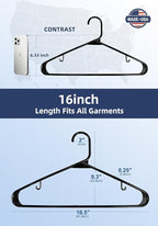 HOUSE DAY Made in USA 7200 Pack 16 Inch Plastic Hangers Bulk, Pallet Package for Business, Commercial Hangers for Retail Store, Hotel, Laundry - Smooth & Non-Slip Design, 6 lb Weight Capacity (Black)