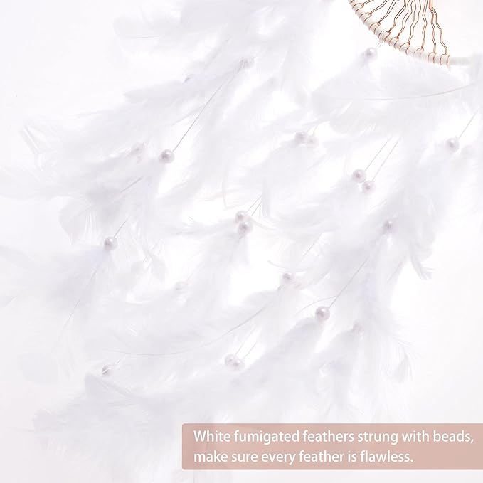 Pretty Jolly Pure White Tree of Life Dream Catcher Wall Decor with Healing Crystal Stone Handmade Feather Dream Catchers Decoration Wall Hanging Bedroom Living Room Wedding Party Home Decor-25.6"