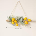 Simulation Pomegranate Fruit Swag, Decorative Greenery Artificial Lemon Swag, Simulation Lemon Pendant Front Door Garland, Artificial Flowers False Flower for Wedding Home Wall Decoration(Yellow)