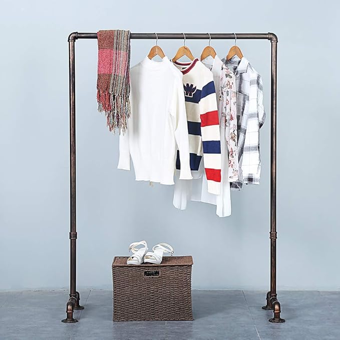 Industrial Pipe Clothing Rack 59in,Clothes Racks for Hanging Clothes,Heavy Duty Garment Display Rack