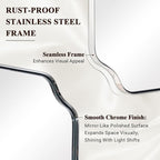 ANDY STAR Chrome Bathroom Mirror, 30x40 Inch Polished Chrome Rectangle Mirror, Scalloped Mirror for Bathroom, Anti-Rust Stainless Steel Metal Frame 1’’, Unique Shape Ideal for Home Remodel