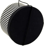 Sarah's Hat Boxes Classic Black/White Stripe Hat Box – 11" x 5.5" (Dia. x Ht.) Handmade in USA – Odorless Non-Toxic Adhesive, Cording Handle – Premium Storage for Hats & Accessories