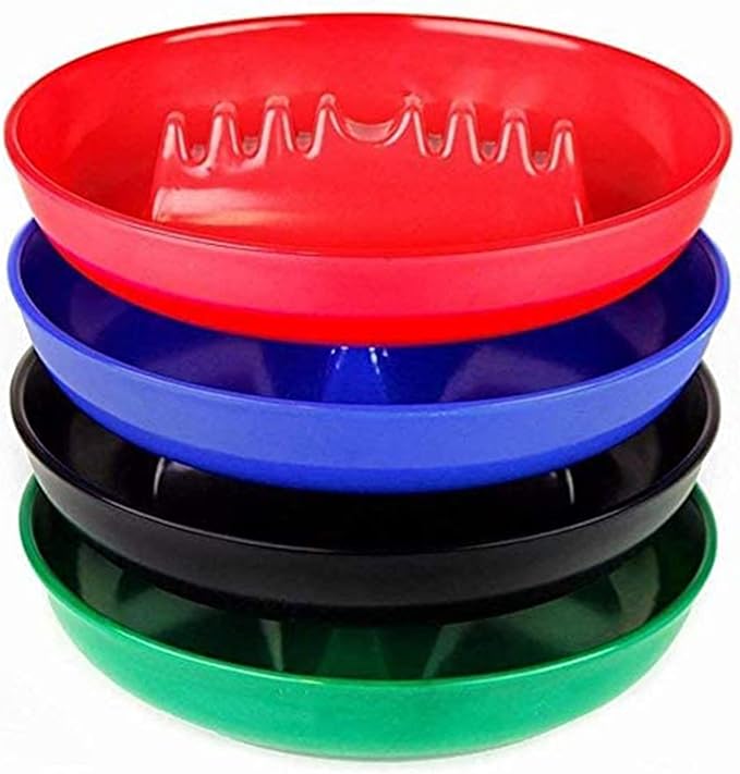 Ash Tray For Cigarettes & Cigar (Pack of 4) 7" Colored Round Plastic Melamine Tabletop Ashtrays - For Indoor/Outdoor, Patio, Restaurant Style