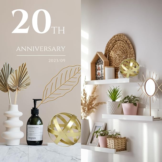 Gold Decor for Living Room Bedroom Bookshelf Coffee Table, Modern Style Figurine Decorative Ornaments Home Decor for Shelves (4.5" Modern Decorative Ball)