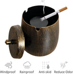 Ash Tray, Large Outdoor Ashtray with Lid, Ashtray for Outside Patio, Stainless Steel Windproof Smokeless Ash Tray for Balcony, Ashtrays for Smokers, Cigar, Home Office Decoration