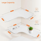 Homode Corner Floating Shelves, Set of 3 Corner Wall Shelves with Wire Hole, L-Shaped Wood Hanging Storage Shelf for Wall Decor, for Bathroom Kitchen Bedroom, White