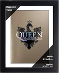 Creative Picture Frames 9.25 x 13 Magazine Frame with Full-Strength Glass, Holds Up To A 1/4" Thick Media with Installed Hangers for Easy Mounting, 11x14 Black Frame with White Mat