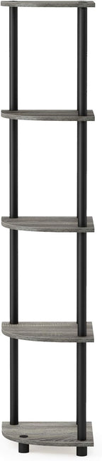Furinno TURN-N-TUBE Corner Shelf, 5-Tier Corner Bookshelf, Open Storage Shelves, for Organization and Storage, Living Room, Home Office, Garage, Bedroom, French Oak